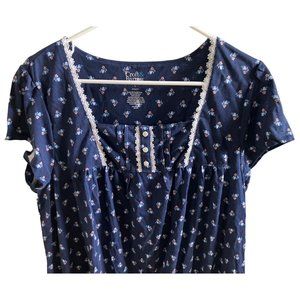 Women Nightgown LARGE CROFT & BARROW Cotton Blend Cap Sleeve Lace Accent NEW